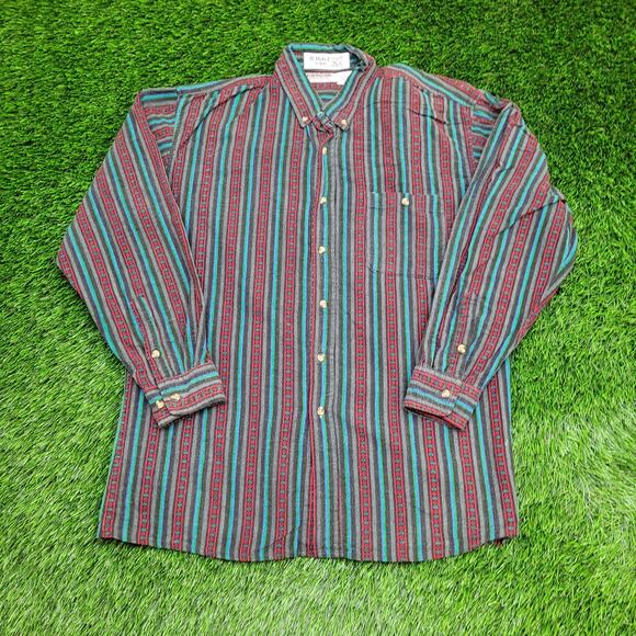 Vintage Y2K McGregor Button Shirt Large 23x30 Striped - Picture 1 of 10